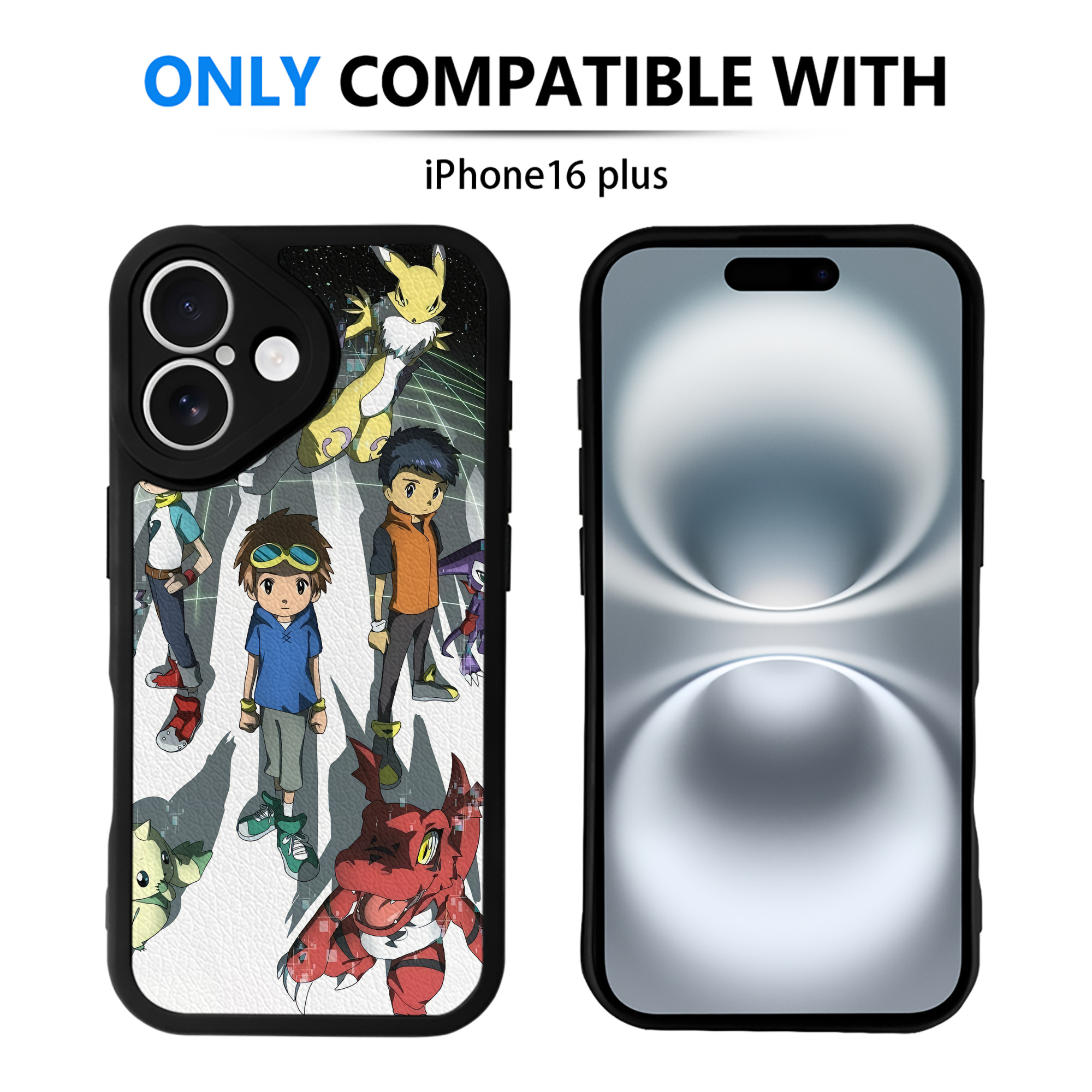 （画像用） Digimon デジタルモンスター/デジモン 【iPhone 16シリーズ対応】シリコンスマホケース（レザー調） 材質：シリコン